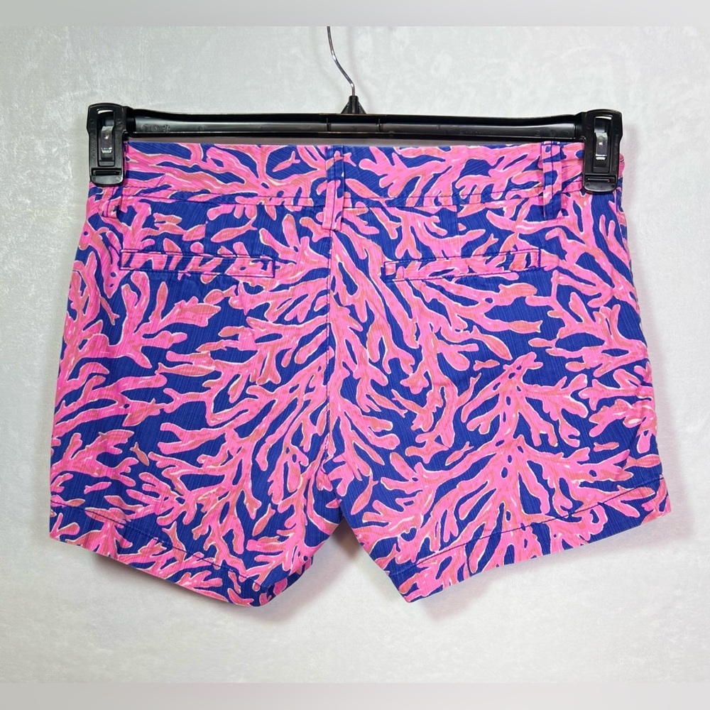 Lilly Pulitzer Callahan Shorts Pink Blue Coral Print Cotton Preppy Coastal - Picture 3 of 9